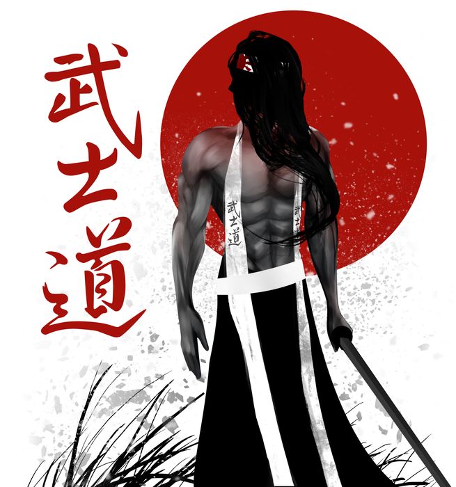 Samurai warrior with katana